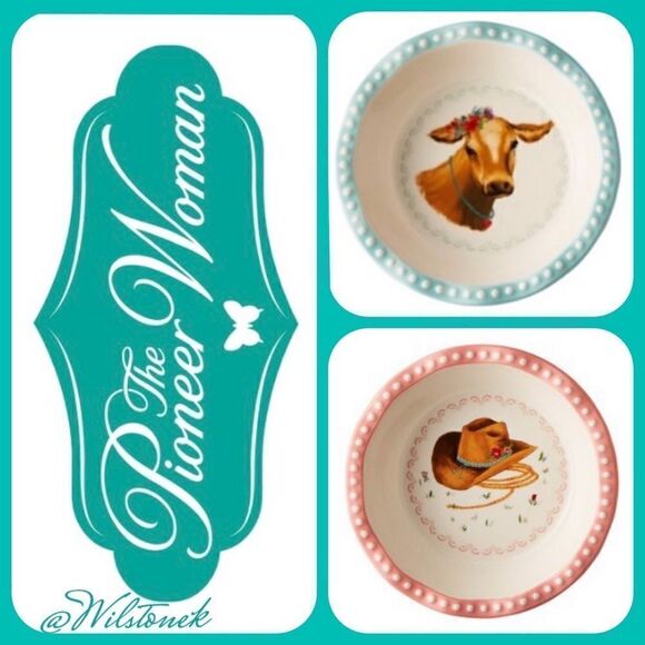 The Pioneer Woman set of 2, Cow and Hat Sweet Romance Blossoms mini Pie Pans - Picture 1 of 6